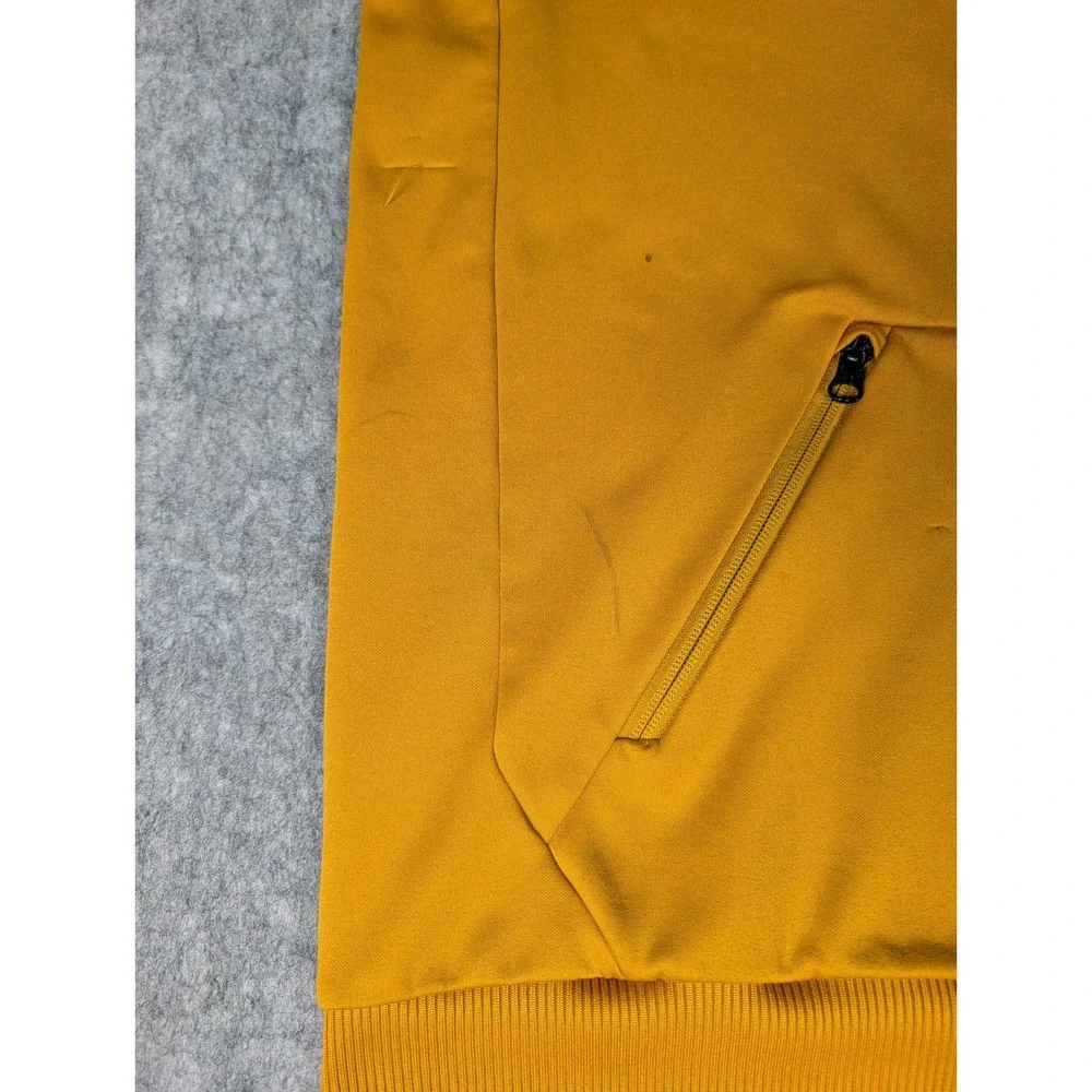 The North Face Mens Tech Pullover Hoodie Mustard Yellow Zippered Pocket Logo M